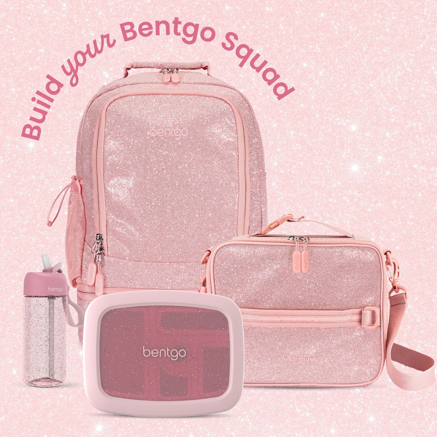 Bentgo® Kids Lunch Box (Glitter & Confetti) - Petal Pink Glitter | Build Your Bento Squad