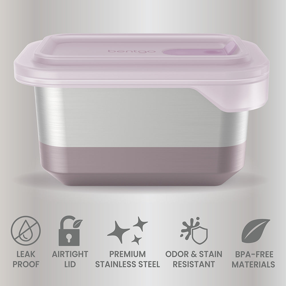 Bentgo® MicroSteel Heat & Eat Container - Lunch Size 3 Cups - Dusk | Leak-Proof, Airtight Lid, Premium Stainless Steel, Odor & Stain Resistant & Made With BPA-Free Materials