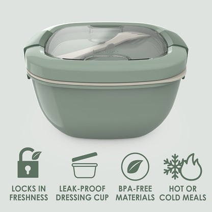 Bentgo® Salad Container (2-Pack) - Khaki Green | Locks In Freshness, Leak-Proof Dressing Cup, BPA-Free Materials, And Great For Hot Or Cold Meals