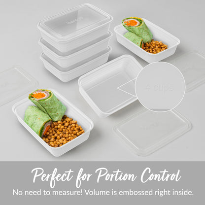 Bentgo® Prep 1-Compartment Meal Prep Containers (20-Piece) - White | Perfect For Portion Control - No Need To Measure! Volume Is Embossed Right Inside