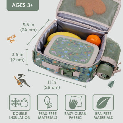 Bentgo® Kids Prints Lunch Bag - Dino Fossils | Double Insulation, PFAS-FREE Materials, Easy Clean Fabric, And BPA-Free Materials